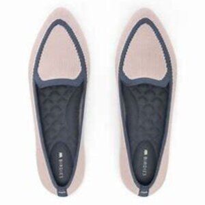Birdies Blackbird Knit Pointed Toe Flats Loafers Washable Pink & Gray SZ…